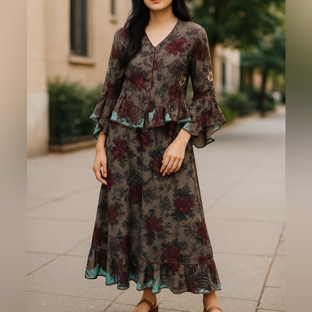 Vintage Boho Nothing Matches Boutique floral 2 pcs sheer skirt set